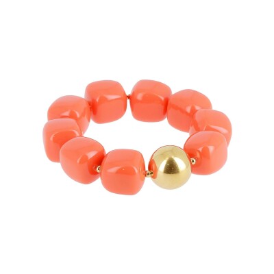 Bracelet Zag Laïos en acier doré et résine, Orange