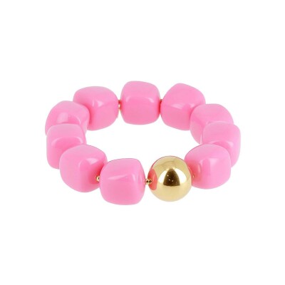 Bracelet Zag Laïos en acier doré et résine, Rose