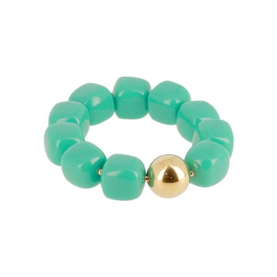 Bracelet Zag Laïos en acier doré et résine, Bleu