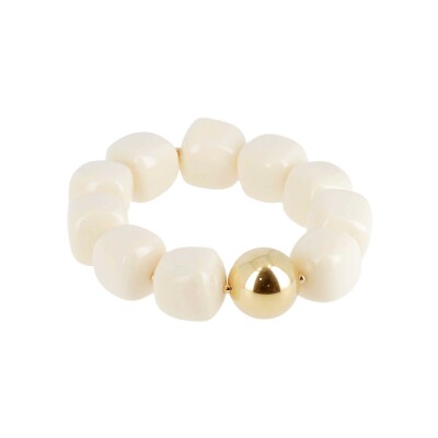 Bracelet Zag Laïos en acier doré et résine, Blanc