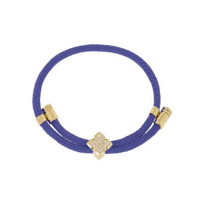 Bracelet Zag Rezza en acier doré, textile et oxyde de zirconium