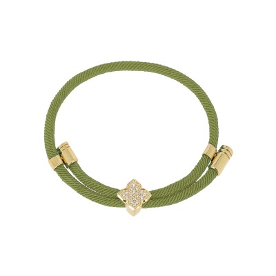Bracelet Zag Rezza  en acier doré, textile et oxyde de zirconium