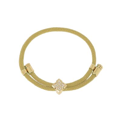 Bracelet Zag Rezza  en acier doré, textile et oxyde de zirconium