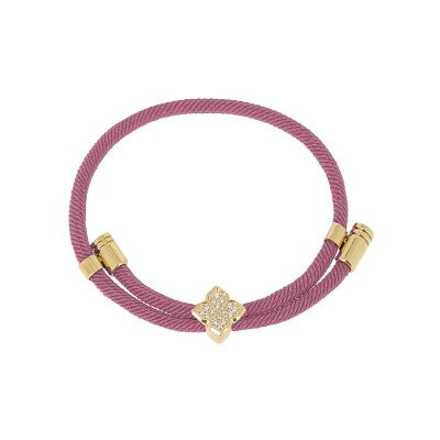 Bracelet Zag Rezza en acier doré, textile et oxyde de zirconium
