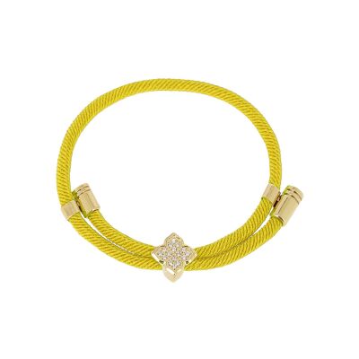 Bracelet Zag Rezza en acier doré, textile et oxyde de zirconium