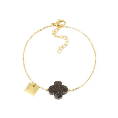 Bracelet Zag Vega en acier doré, Bleu