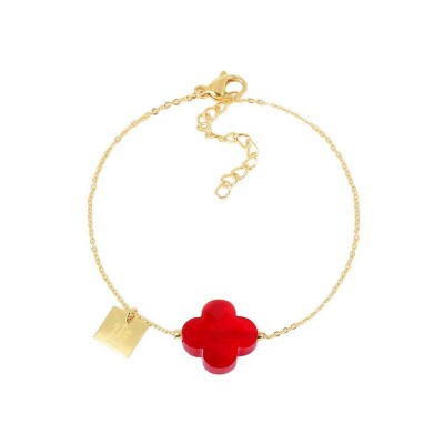 Bracelet Zag Vega en acier doré, Rouge