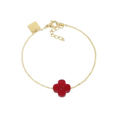 Bracelet Zag Vega en acier doré, Bordeaux