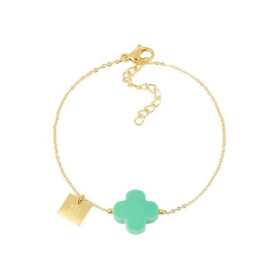 Bracelet Zag Vega en acier doré, Turquoise