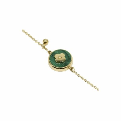 Bracelet Zag en acier doré et malachite