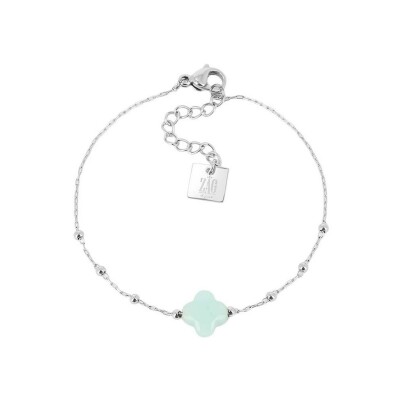 Bracelet Zag Velasquez en acier et amazonite