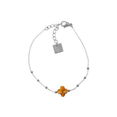 Bracelet Zag Velasquez en acier et oeil de tigre