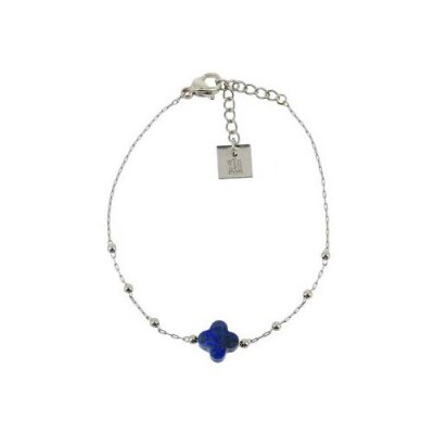Bracelet Zag Velasquez en acier et lapis lazuli