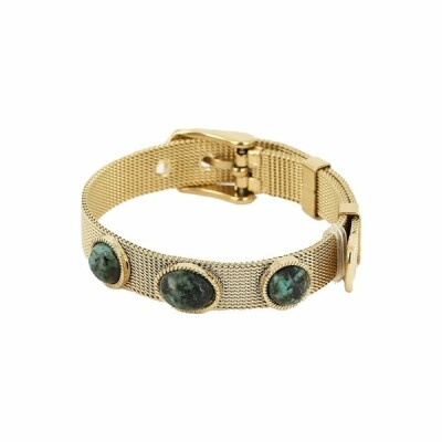 Bracelet Zag en acier doré et turquoise