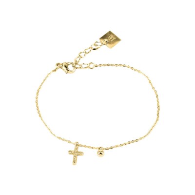 Bracelet Zag Wedding en acier doré et oxyde de zirconium