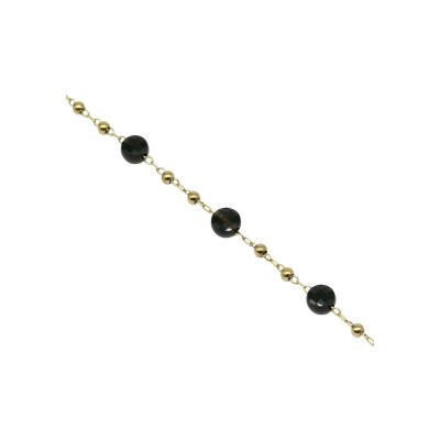 Bracelet Zag Zoé en acier doré et onyx noir