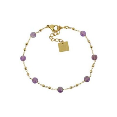 Bracelet Zag Zoé en acier doré et améthyste