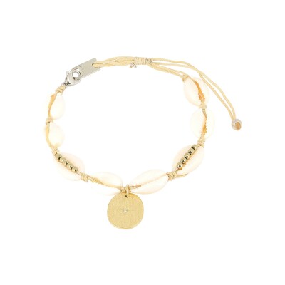 Bracelet cordon Zag Marutéa en acier doré et oxyde de zirconium