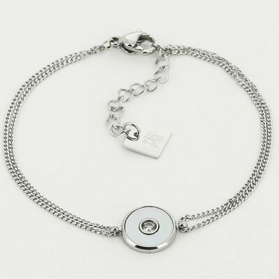 Bracelet ZAG en acier et nacre blanche