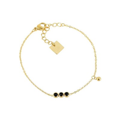 Bracelet Zag Ormiga en acier doré et onyx noir