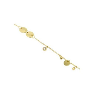 Bracelet Zag Kiso en acier doré et oxyde de zirconium