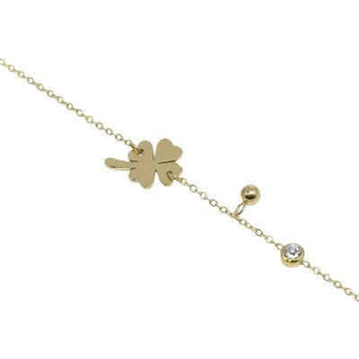 Bracelet ZAG Trifoglio en acier doré et oxyde de zirconium
