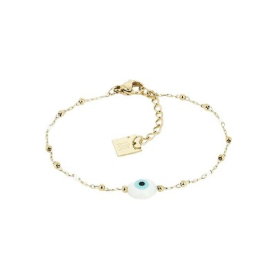 Bracelet Zag Bodrum en acier doré, résine et nacre