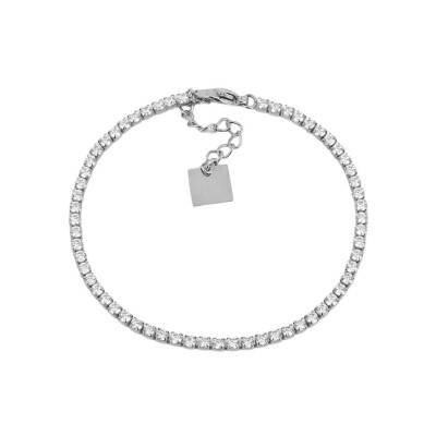 Bracelet Zag Jessica en acier et oxyde de zirconium, Blanc