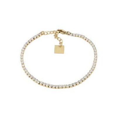 Bracelet Zag Jessica en acier doré et oxyde de zirconium, Blanc