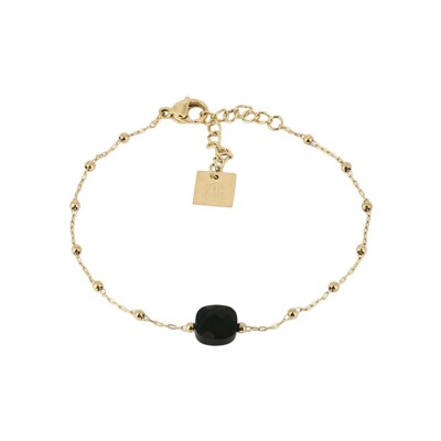 Bracelet Zag Pablo en acier doré et onyx noir