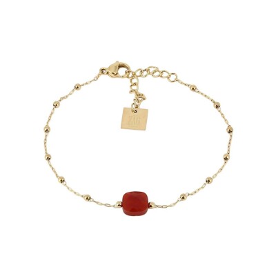 Bracelet Zag Pablo en acier doré et cornaline