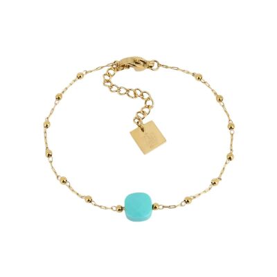 Bracelet Zag Pablo en acier doré et pierre naturelle