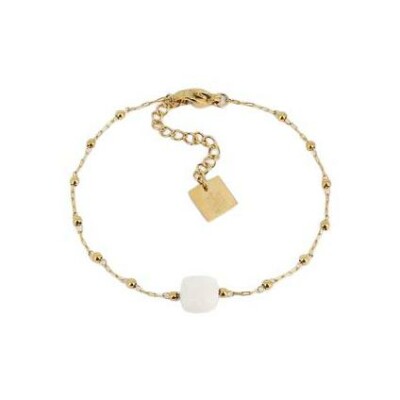 Bracelet Zag Pablo en acier doré et agate blanche