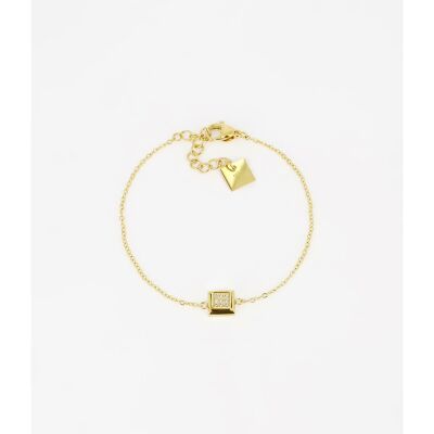 Bracelet Zag en acier doré et oxyde de zirconium