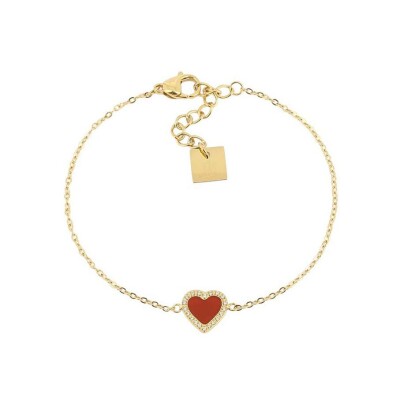 Bracelet Zag Alice en acier doré et oxyde de zirconium, Rouge