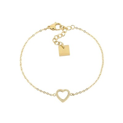 Bracelet Zag Alice en acier doré, nacre et oxyde de zirconium