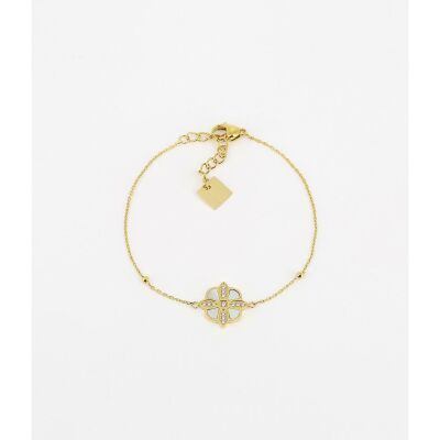 Bracelet Zag en acier doré et oxyde de zirconium