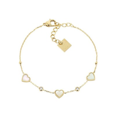 Bracelet Zag Eternity en acier doré et oxyde de zirconium