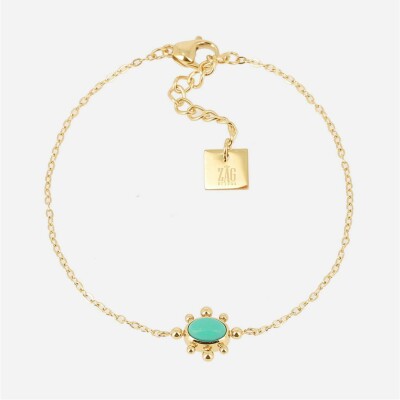Bracelet ZAG en acier doré et turquoise