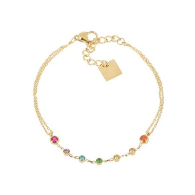 Bracelet Zag Duga en acier doré et oxyde de zirconium