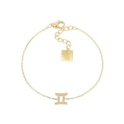 Bracelet Zag Gemini en acier doré et oxyde de zirconium