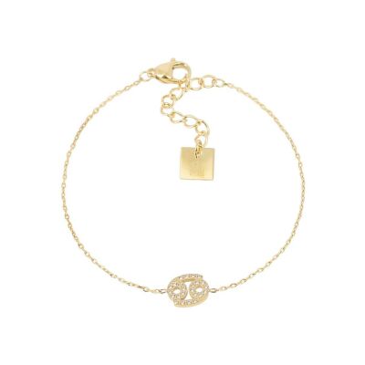 Bracelet Zag Cancer en acier doré et oxyde de zirconium