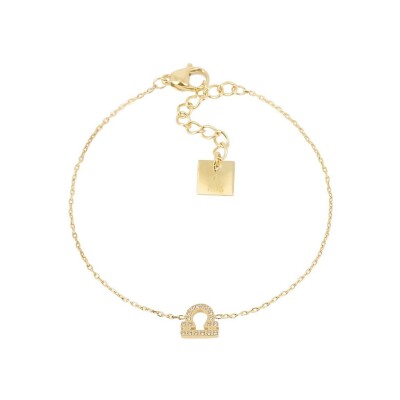 Bracelet Zag Libra en acier doré et oxyde de zirconium