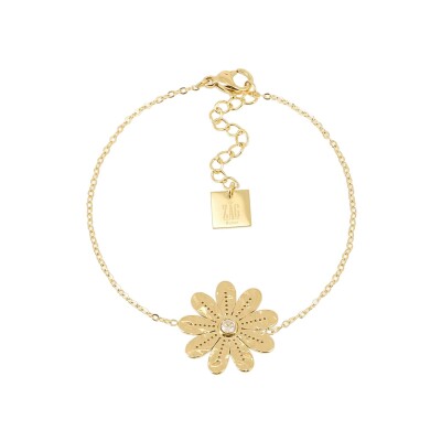 Bracelet Zag Blomst en acier doré et oxyde de zirconium