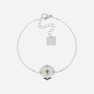 Bracelet ZAG en acier, nacre et oxydes de zirconium