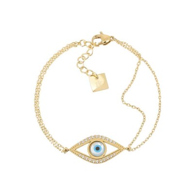 Bracelet Zag Occhio en acier doré et oxyde de zirconium