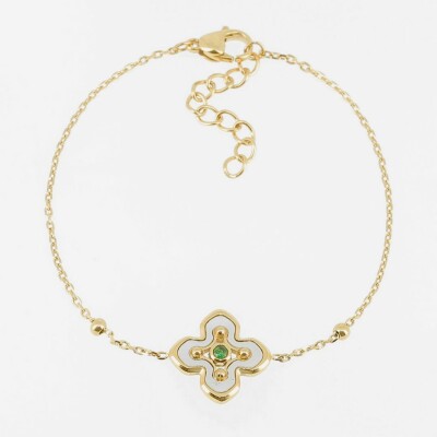 Bracelet ZAG en acier doré, nacre et oxydes de zirconium