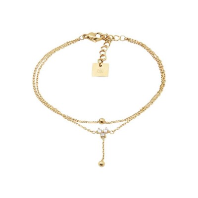 Bracelet Zag Rosillo en acier doré et oxyde de zirconium, Blanc