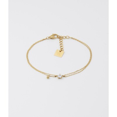 Bracelet Zag en acier doré et oxyde de zirconium