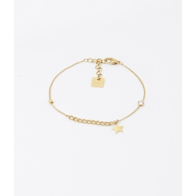 Bracelet Zag en acier doré et oxyde de zirconium